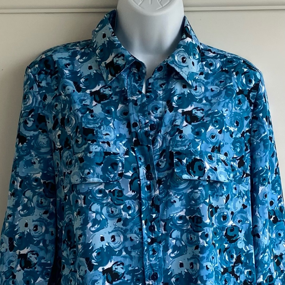 White Stag Blue and Black Floral Shirt